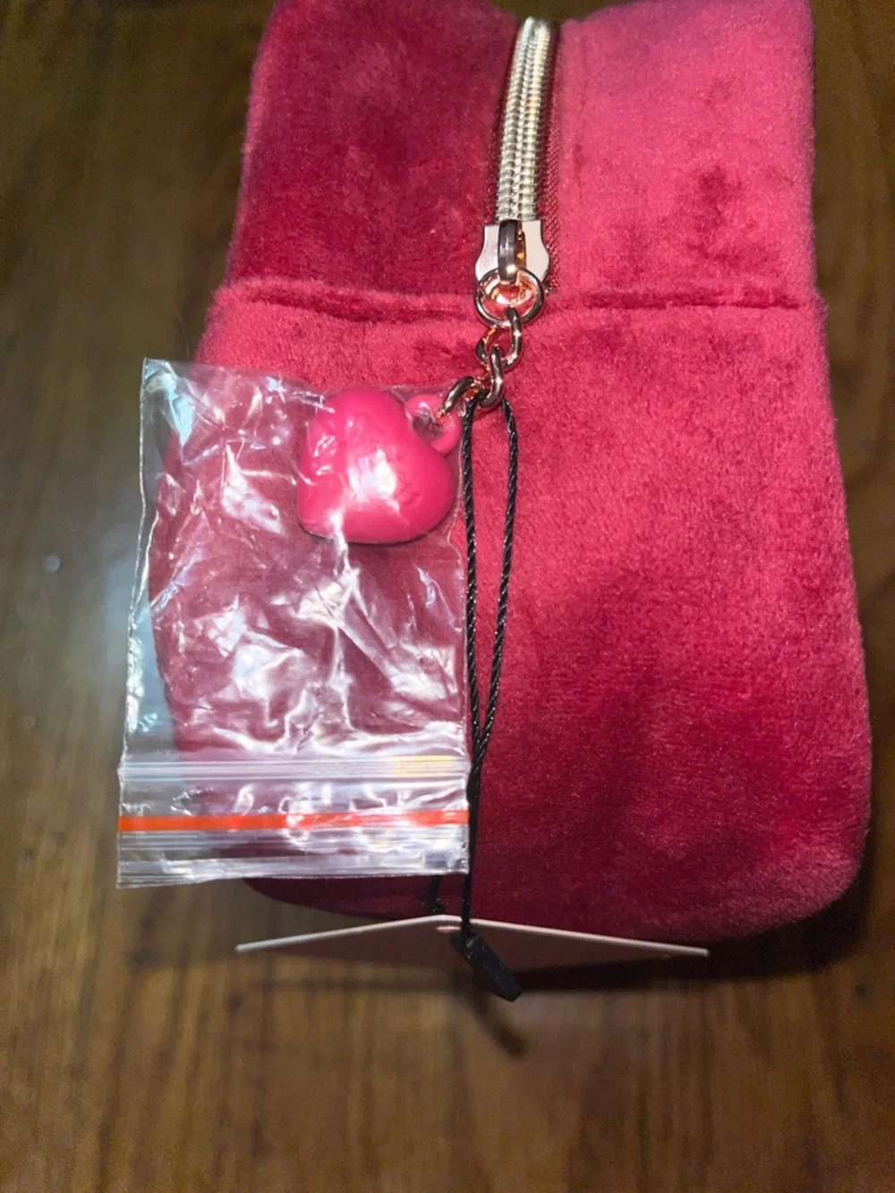 NWT Juicy Couture Clear Cosmetic Bag with Velvet Trim and Juicy Travel Bottle